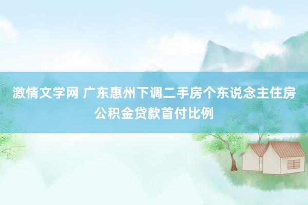 激情文学网 广东惠州下调二手房个东说念主住房公积金贷款首付比例