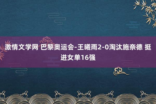 激情文学网 巴黎奥运会-王曦雨2-0淘汰施奈德 挺进女单16强