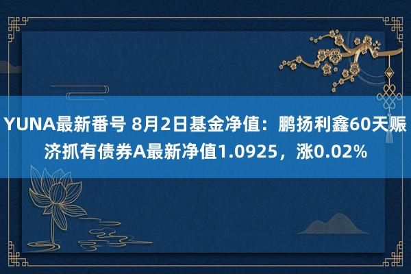 YUNA最新番号 8月2日基金净值：鹏扬利鑫60天赈济抓有债券A最新净值1.0925，涨0.02%