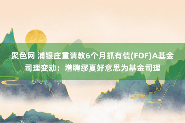 聚色网 浦银庄重请教6个月抓有债(FOF)A基金司理变动：增聘缪夏好意思为基金司理