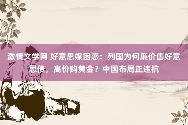 激情文学网 好意思媒困惑：列国为何廉价售好意思债，高价购黄金？中国布局正违抗