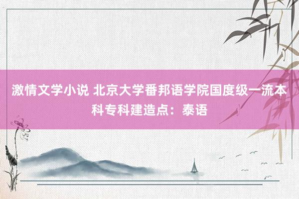 激情文学小说 北京大学番邦语学院国度级一流本科专科建造点：泰语