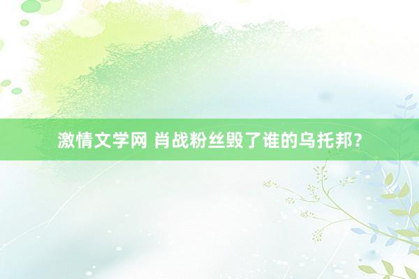 激情文学网 肖战粉丝毁了谁的乌托邦？