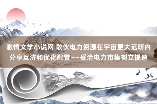 激情文学小说网 散伙电力资源在宇宙更大范畴内分享互济和优化配置——妥洽电力市集树立提速